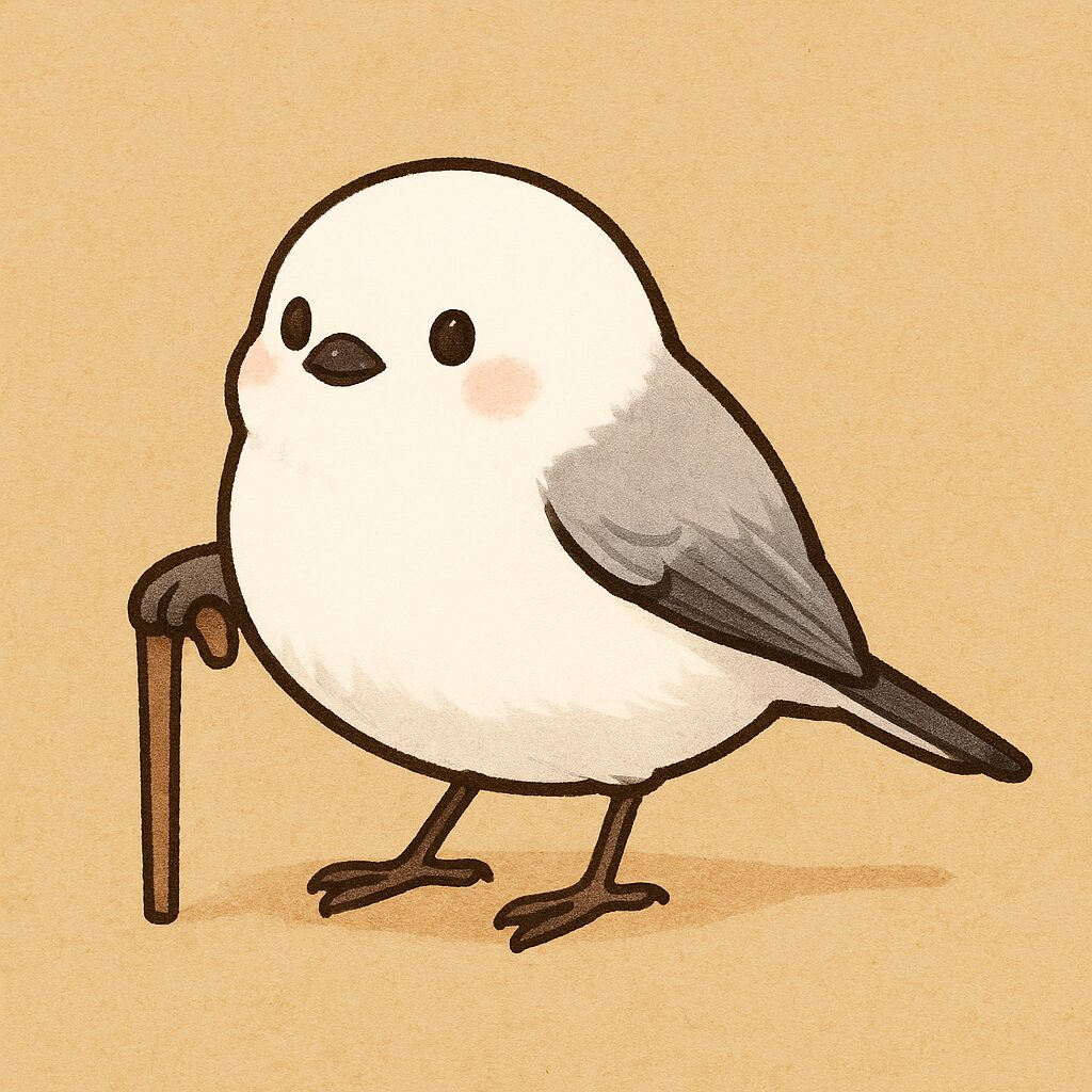 杖をついたシマエナガ